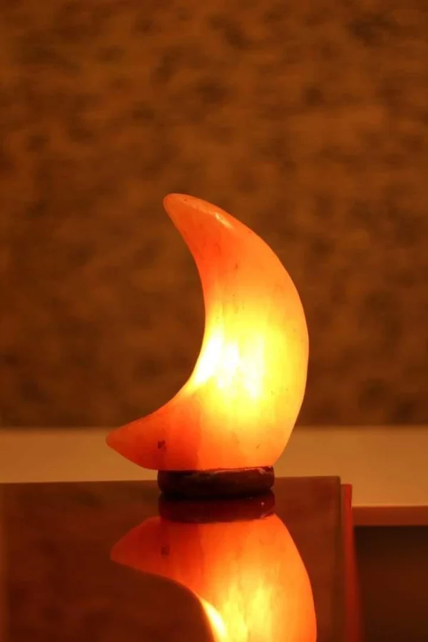 Himalayan pink salt crescent moon lamp