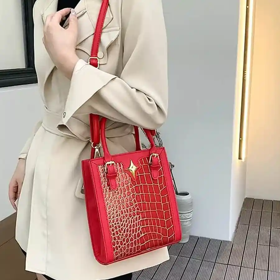 MINES — Vintage Crock Handbag – Crocodile Texture Bag For Women