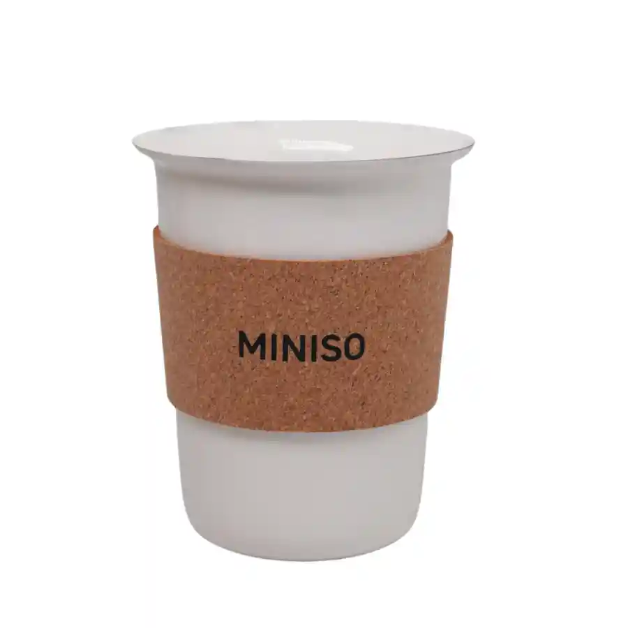 Miniso — "Wood Grain Portable Coffee Mug 450mL(White )"