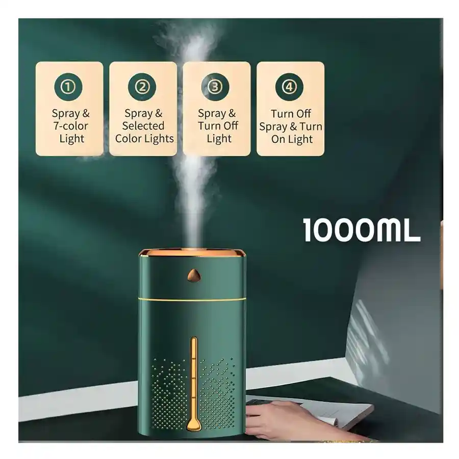 1000ML Desktop Mist Diffuser Wuit Cool Night Lights Humidifier (Mix/Random color)