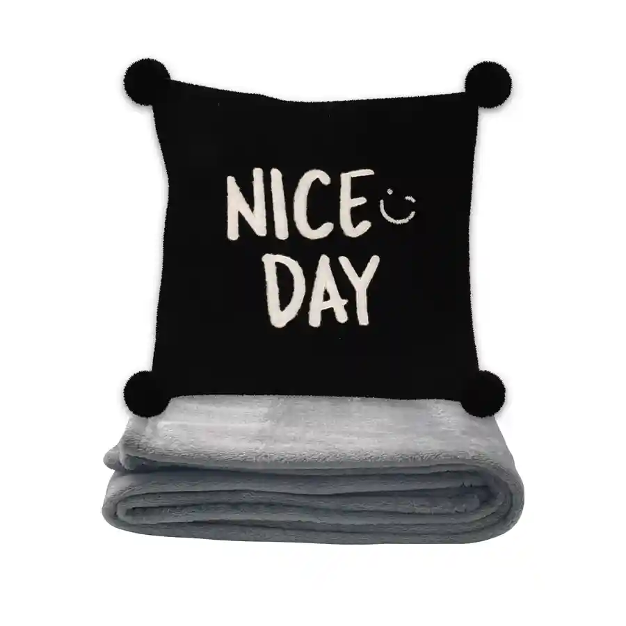 Miniso — Black White Series Throw Pillow Blanket 2-in-1(Black)