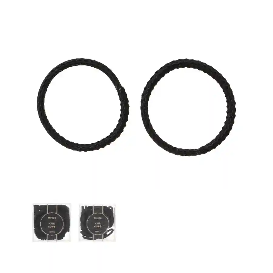 Miniso — Black Hair Ties in Storage Box (40 pcs)