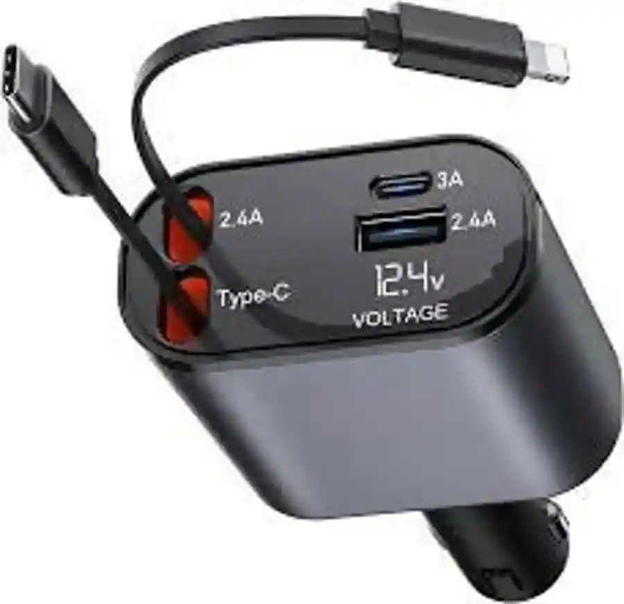 120w Voltage Show Car Charger with Cable TypeC and iPhone.