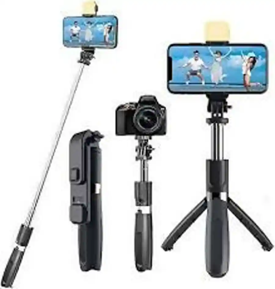 R1s Bluetooth Selfie Sticks with Remote and Selfie Light 3-in-1 Multifunctional Selfie Stick Tripod Stand Mobile Stand Compatible with All Phones 360° Rotation Long Selfie Stick wi