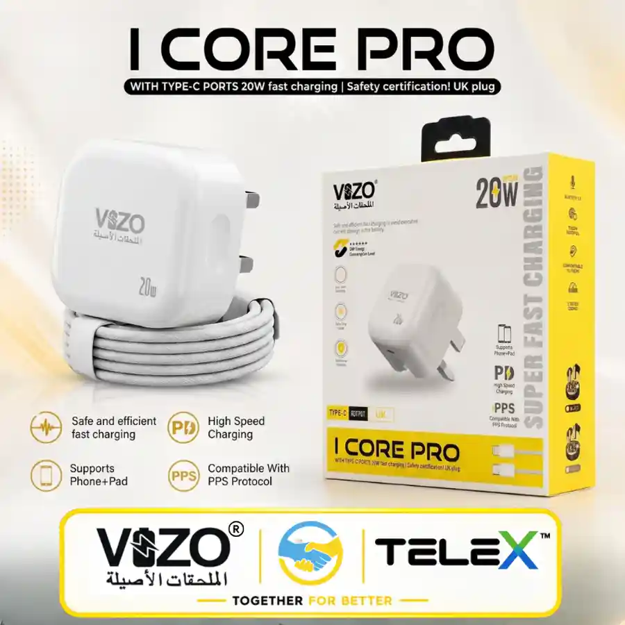 Vizo iCore Pro Premium 3-Pin iPhone Charger Wiht USB-C to Lightning Cable