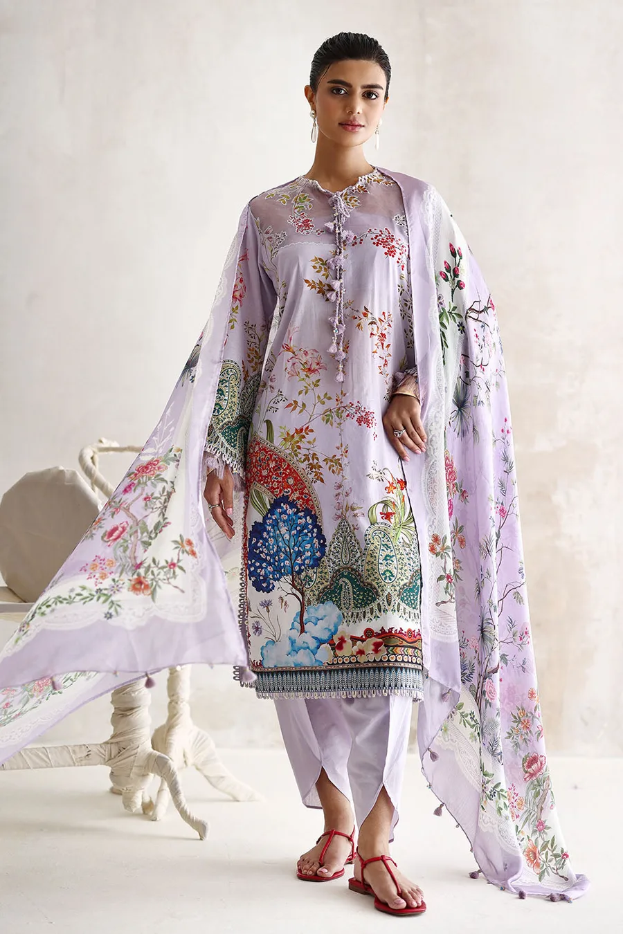 Gul Ahmed — 3 Piece Printed Lawn Suit with Printed Silk Dupatta