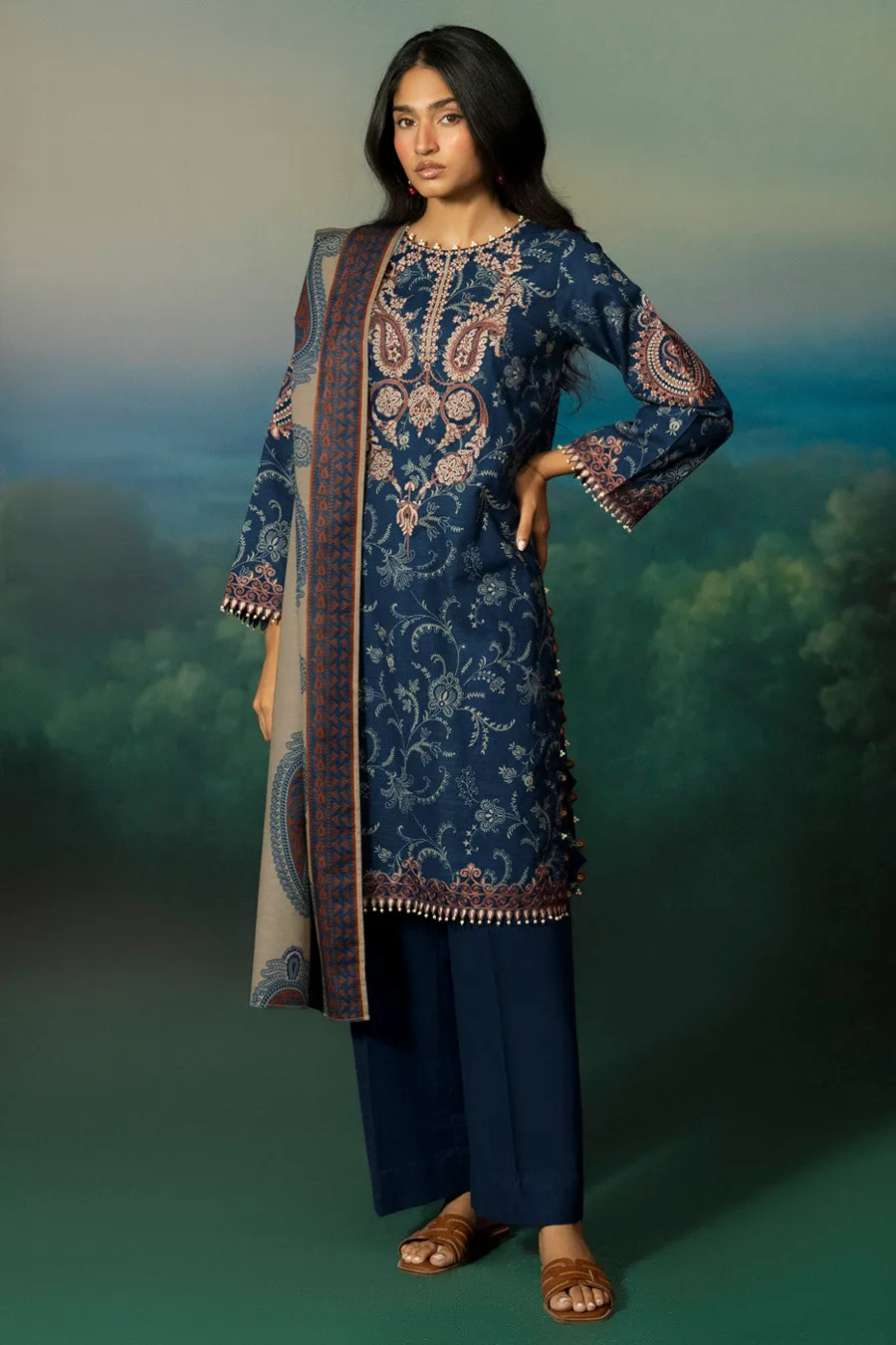 Alkaram — Rts Shirt Trouser Dupatta Ec559 3P26B Blue