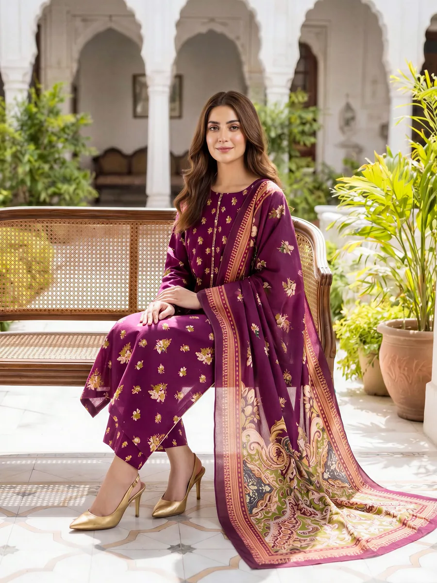 LimeLight — 3 Piece Khaddar Paste Suit (Unstitched)