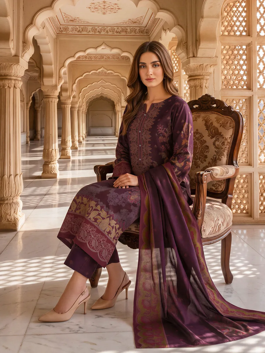LimeLight — 3 Piece Premium Stone Suit (Unstitched)
