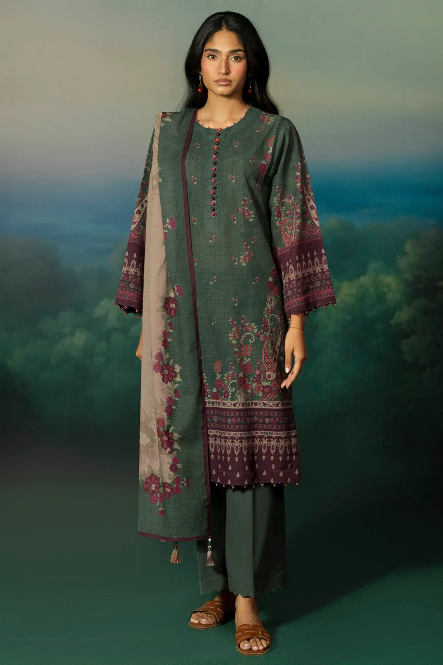 Alkaram — Rts Shirt Trouser Dupatta Ef489 3P26 Green