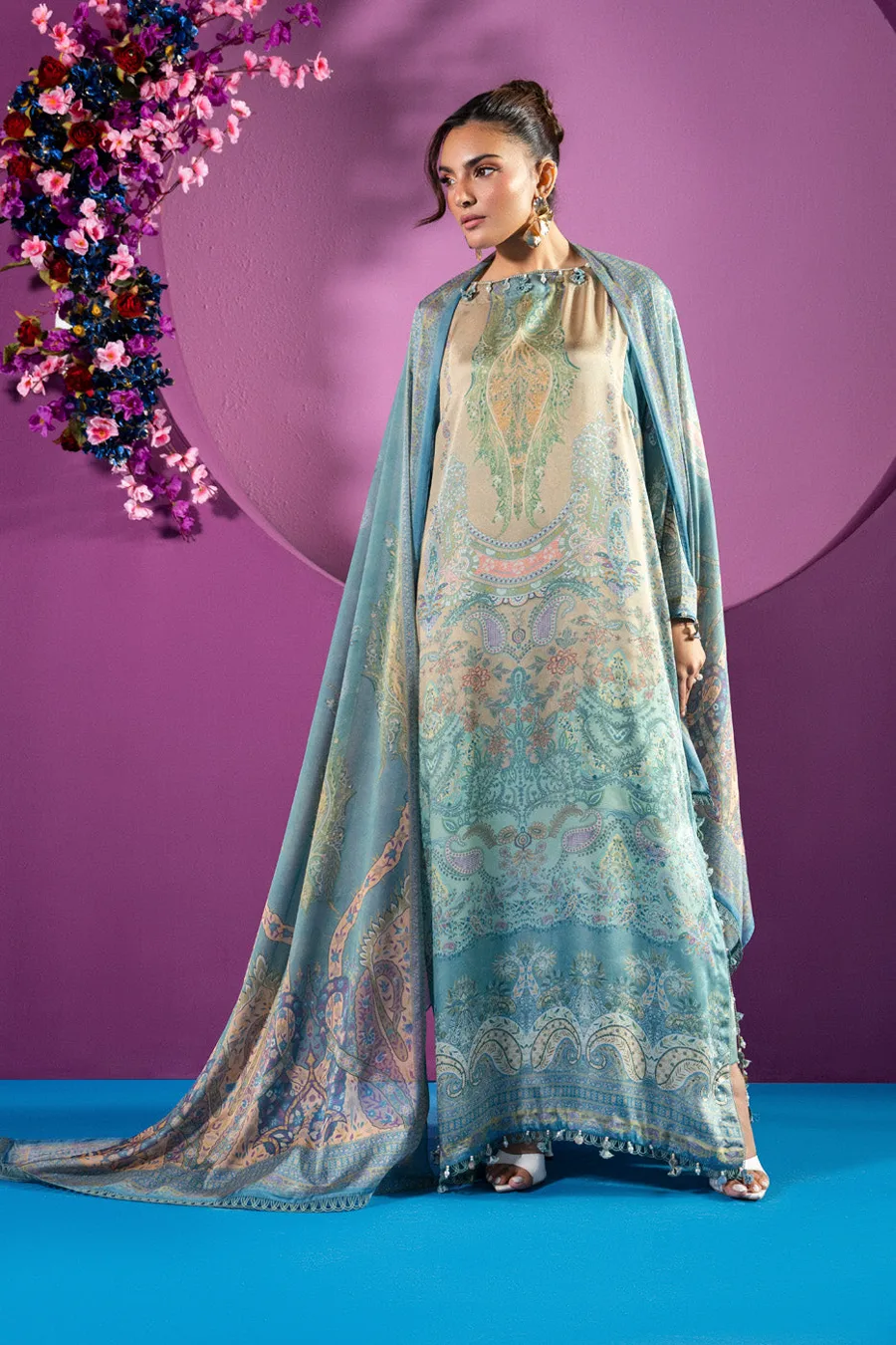 Alkaram — Rts Kaftan Cask 07 3P26 Sage Blue
