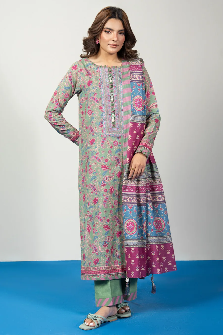 Alkaram — Rts Shirt Trouser Dupatta Ec562 3P26B Mint Green