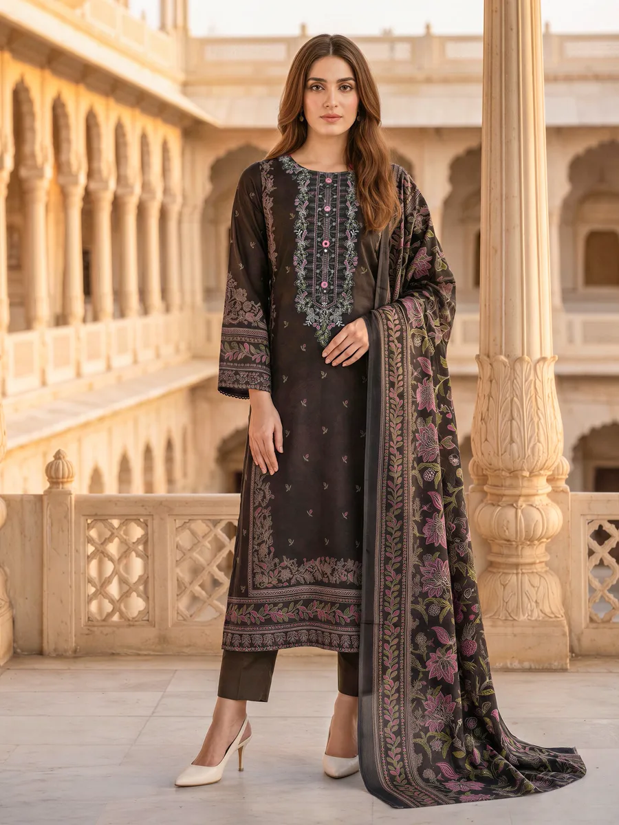 LimeLight — 3 Piece Blended Khaddar Suit- Embroidered (Unstitched)