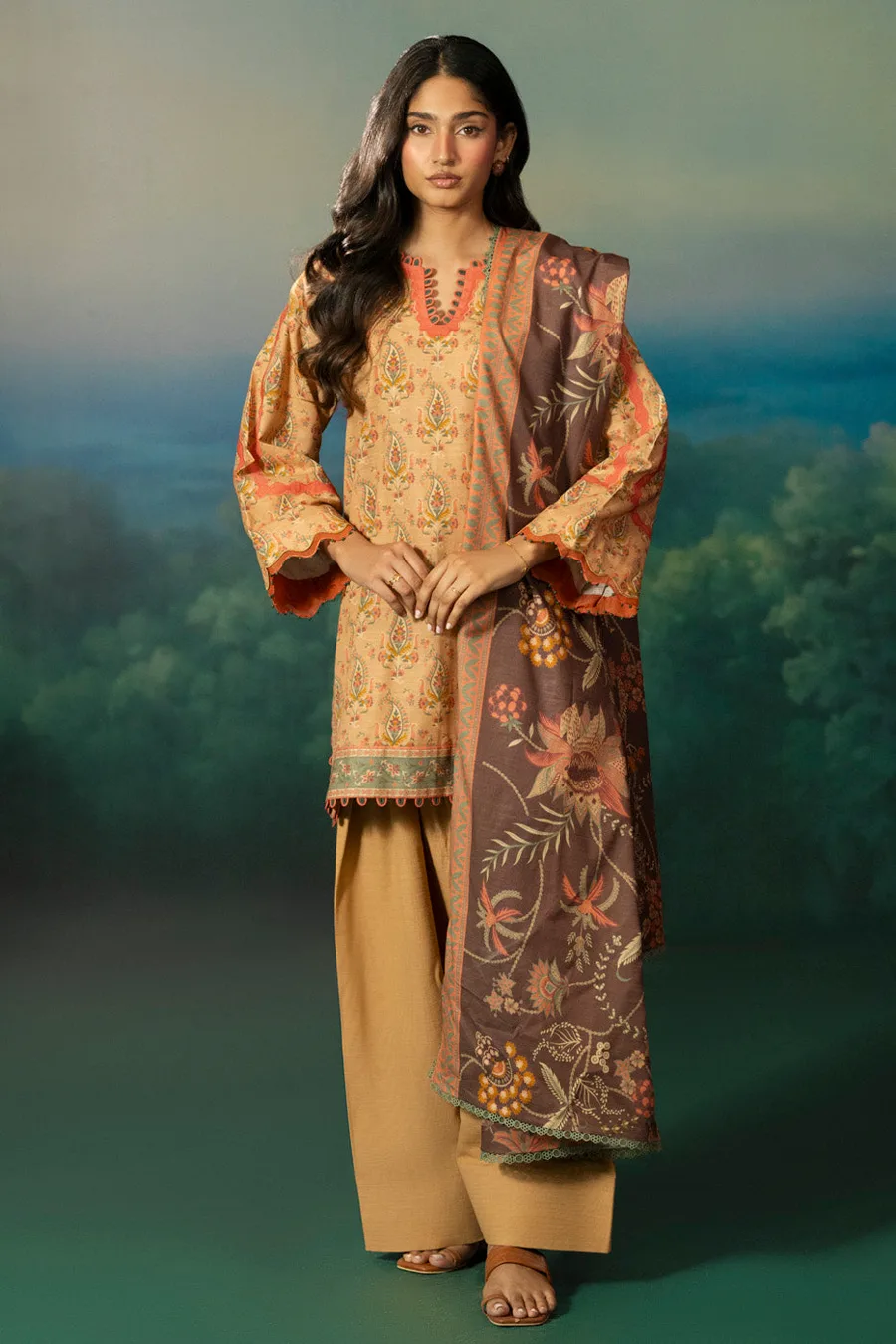 Alkaram — Rts Shirt Trouser Dupatta Ec564 3P26A Beige
